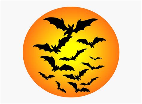 Moon With Bats Halloween Cartoon Clip Art - Halloween Clip Art, HD Png Download - kindpng