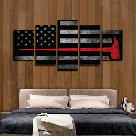 Firefighter Axe Flag Multi Panel Canvas Wall Art | ElephantStock