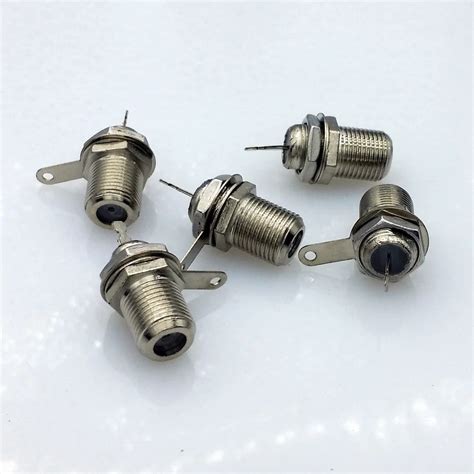 10pcs/lot F type Female Socket Solder Connectors Chassis Panel Mount ...