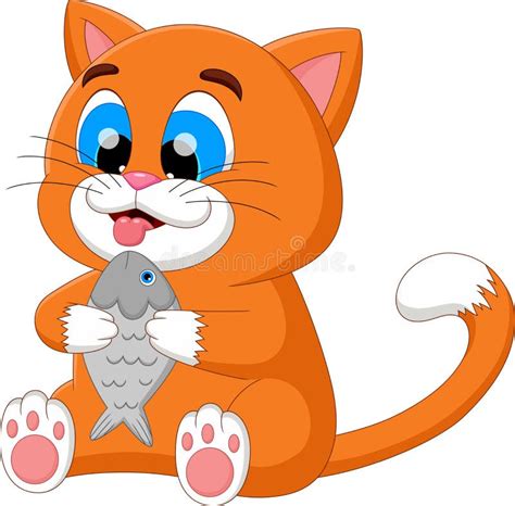 Cat Eating Fish Cartoon Vector Clipart FriendlyStock | lupon.gov.ph