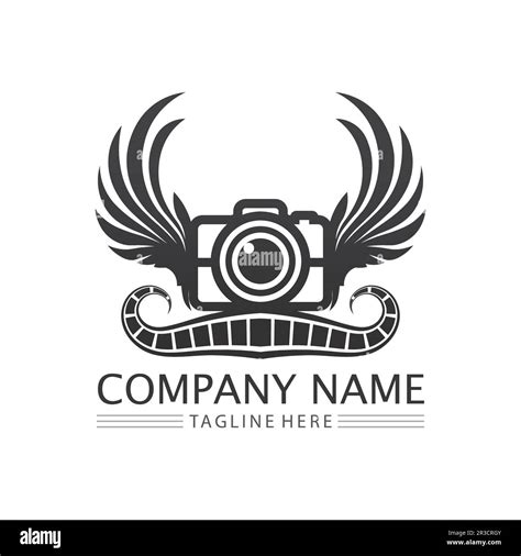 photography camera logo icon vector design template isolated on black background Stock Vector ...