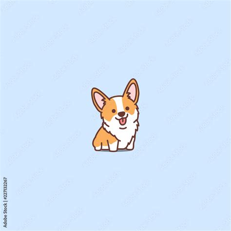 Cute corgi puppy cartoon icon, vector illustration Stock Vector | Adobe ...