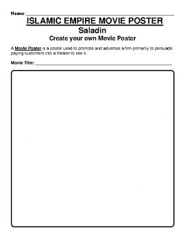 Saladin "Movie Poster" WebQuest & Worksheet by BEST Educational Consulting