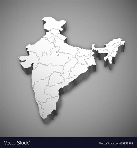 Detailed 3d map of india asia with all states Vector Image