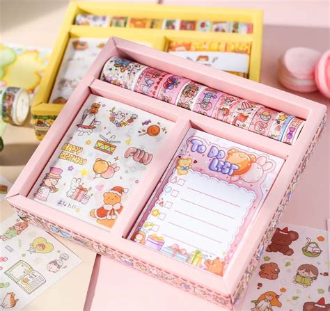 Cute Journals Notebooks | Kawaii Candy Washi Tapes Stickers and Journaling Gift Set | Cute ...