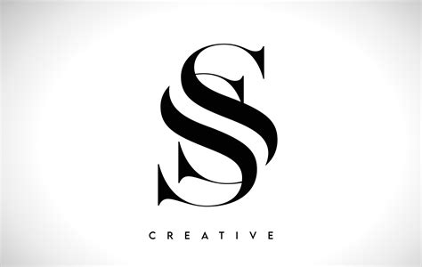 SS Artistic Letter Logo Design with Serif Font in Black and White Colors Vector Illustration ...