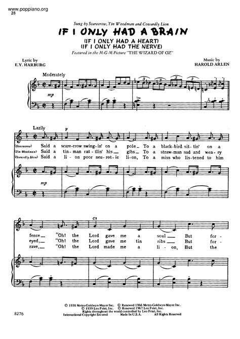 Harold Arlen-If I Only Had A Brain Sheet Music pdf, - Free Score Download ★