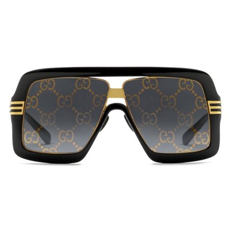 Gucci - Square Sunglasses with GG Lens - Black Grey - Gucci Eyewear - Avvenice