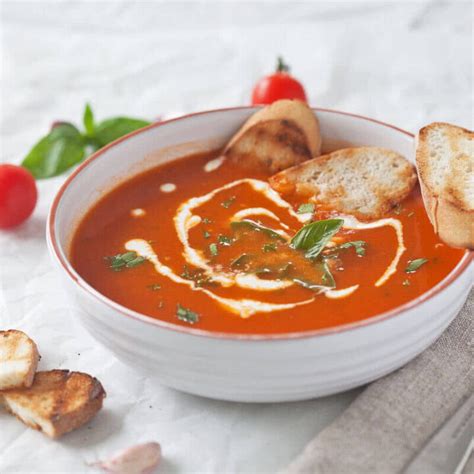 Tomato Soup from Fresh Ripe Tomatoes - Vibrant plate