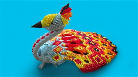 3D Origami Large Peacock Tutorial - YouTube