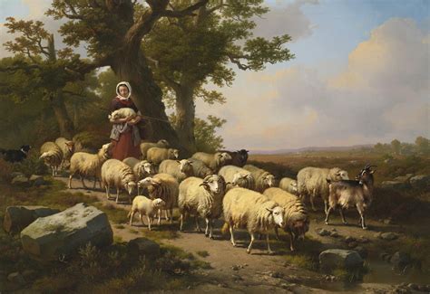 Eugene Verboeckhoven | A SHEPHERDESS WITH HER FLOCK (1871) | MutualArt