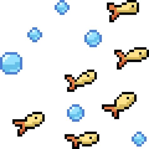 Premium Vector | Pixel art of fish swim group