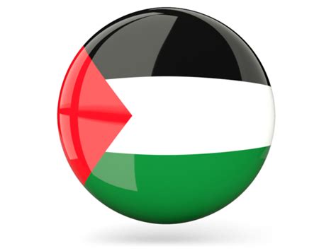 Glossy round icon. Illustration of flag of Palestinian territories