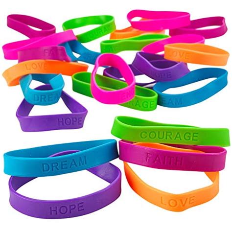 Kicko - Kicko 24 Rubber Bracelets With Sayings 8 Inches Diameter, Wristband, Assorted Colors ...