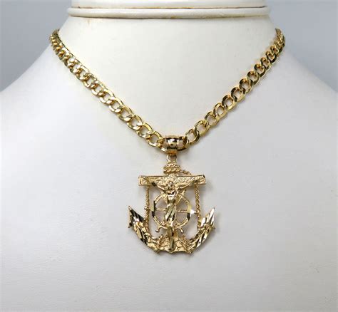 Buy 14k Solid Yellow Gold Anchor Jesus Pendant Online at SO ICY JEWELRY