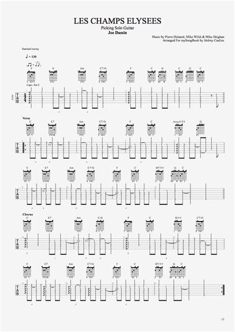 Les Champs Elysées Tab by Joe Dassin (Guitar Pro) - Picking Solo Guitar | mySongBook