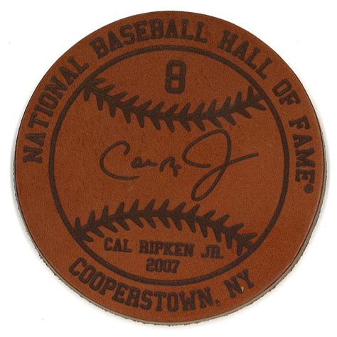 Cal Ripken Jr. Baseball Hall of Fame 2007 Inductee Leather Engraved Coaster