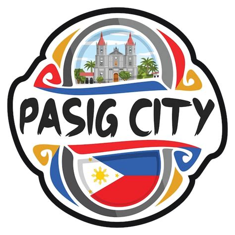 Premium Vector | Pasig city philippines flag travel souvenir skyline ...