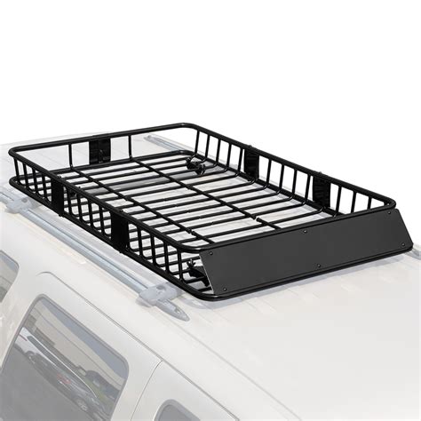 64" Universal Black Roof Rack Cargo with Extension Car Top Luggage Holder Carrier Basket SUV ...