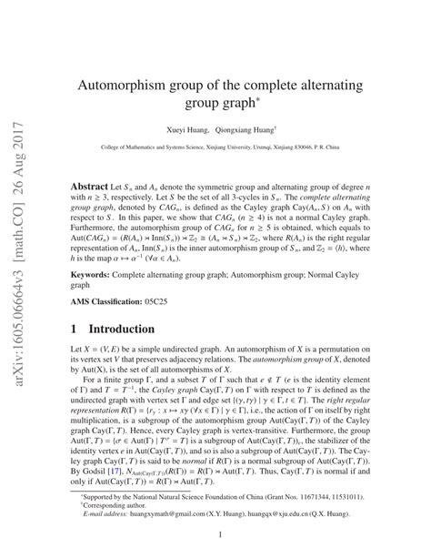 (PDF) Automorphism group of the complete alternating group graph