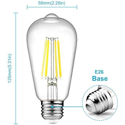 Dimmable Vintage LED Edison Bulbs, 6W, Equivalent 60W, Bright Daylight White E26 | eBay