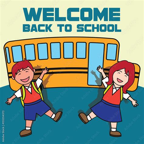 welcome back to school cartoon concept. vector illustration Stock Vector | Adobe Stock