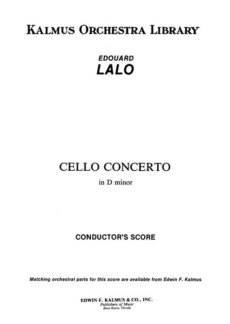 Cello Concerto (Lalo, Édouard) - IMSLP: Free Sheet Music PDF Download