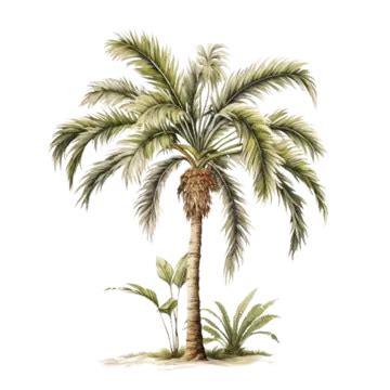 A Sticker Template With Tropical Palm Tree Isolated, Coconut, Tree, Transparent PNG Transparent ...