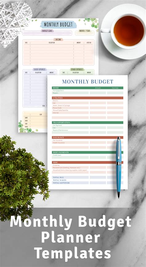 Monthly Budget Planner Templates - Download PDF