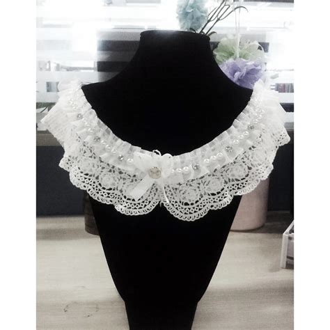 SZ Hot Lace Collar White Cotton Faux Pearl Lace Collar Sewing ...