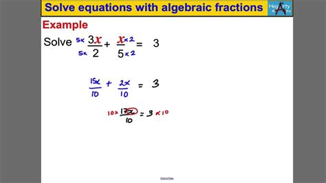 Solve equations with algebraic fractions - YouTube