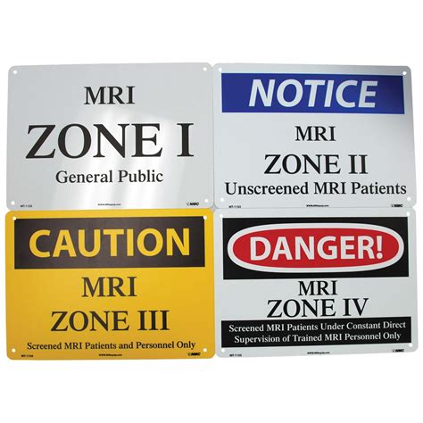 Set of 4 MRI Zone Signs MTM1160-01