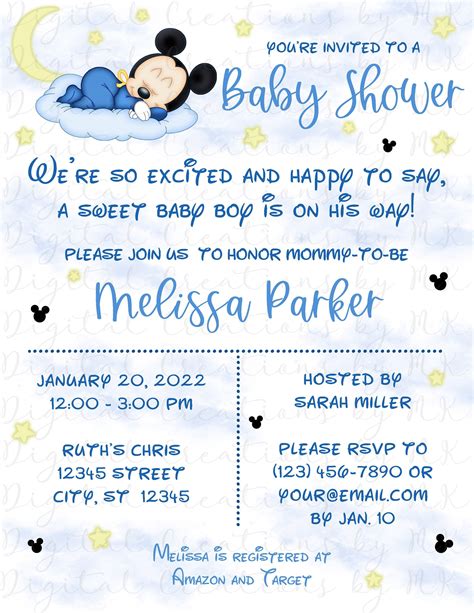 Mickey Mouse Baby Shower Invitation Baby Boy. Editable - Etsy