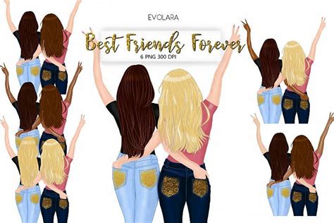 Best Friends Clipart Besties Clipart Friends Clipart BFF (366965) | Illustrations | Design ...