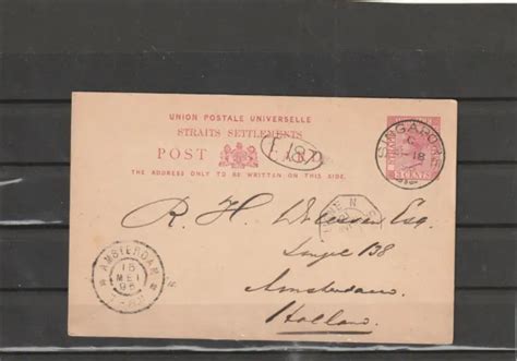STRAITS SETTLEMENTS SINGAPORE POSTAL CARD TO Netherlands PAQUEBOT 1896 $70.00 - PicClick