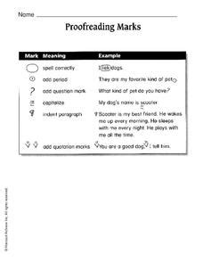 Proofreading Marks Worksheet for 5th - 6th Grade | Lesson Planet