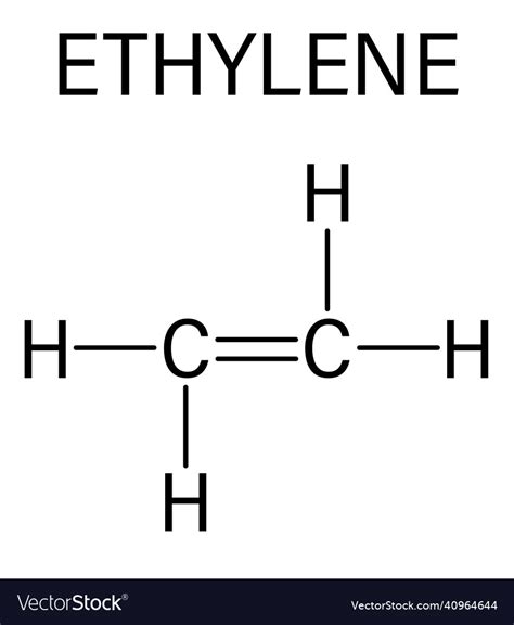 Ethylene or ethene molecule skeletal formula Vector Image