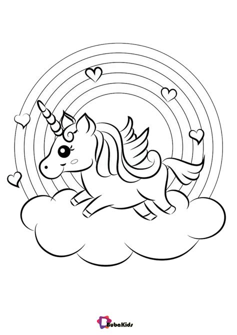 Unicorn Over Clouds Coloring Pages