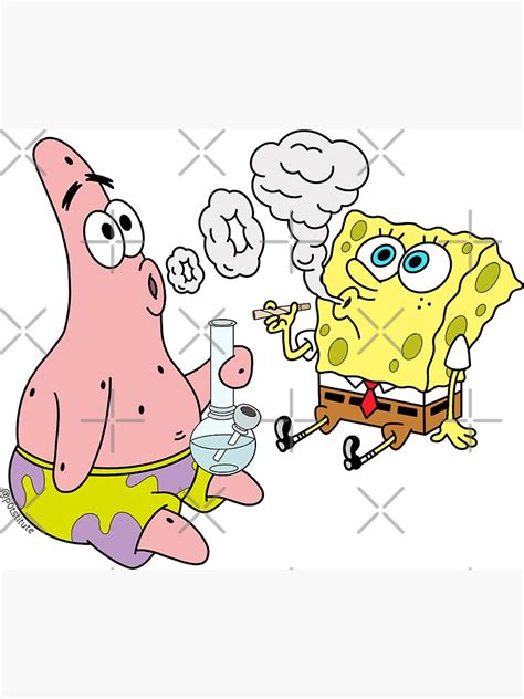 "Spongebob and Patrick Smoking Weed Cannabis Cartoon Art" Magnet for ...