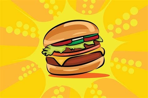 hamburguesa de comida rápida, con fondo naranja. ilustración vectorial 5106726 Vector en Vecteezy