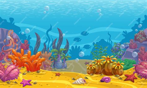 Premium Vector | Cartoon seamless underwater background ocean bottom nature vector illustration