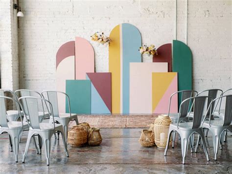 Retro Ceremony Backdrop // Colorful Retro Wedding Ideas via TheELD.com ...