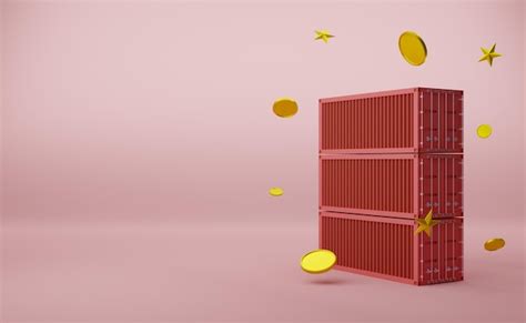 Premium Photo | Shipping container with gold coin in pink pastel composition transportation ...