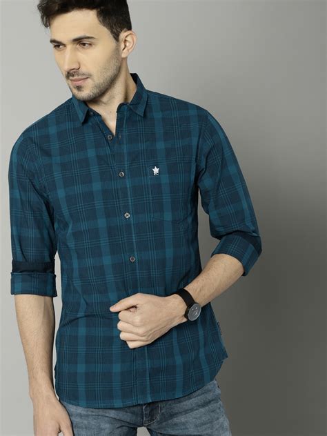 Buy French Connection Men Blue Slim Fit Checked Casual Shirt - Shirts ...