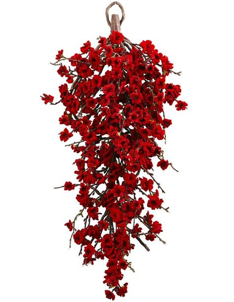 28" Plum Blossom Teardrop Silk Flower Arrangement - Artificial Flowers - Silk Flowers