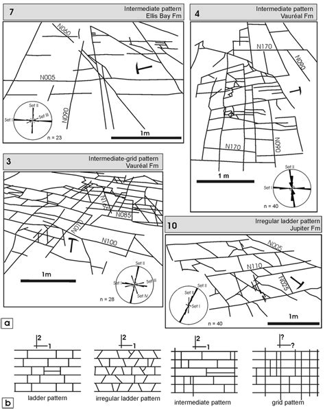 Geometrical analysis of fracture patterns. a) Fracture maps for four ...