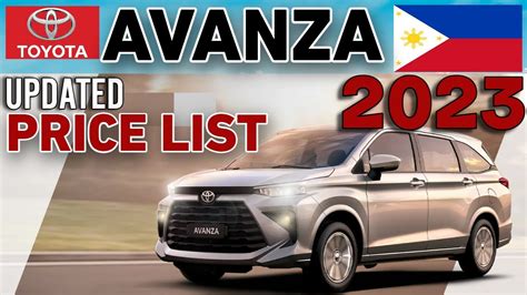 TOYOTA AVANZA 2023 UPDATED PRICE LIST & SPECS PHILIPPINES - YouTube