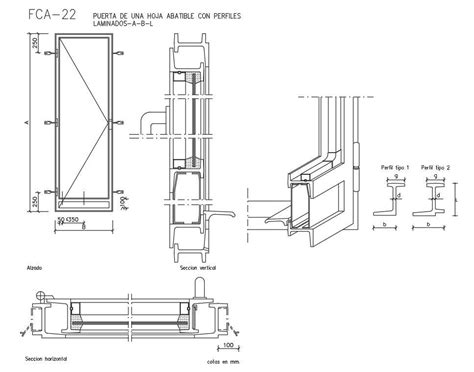 Aluminium and Glass door detail - Cadbull