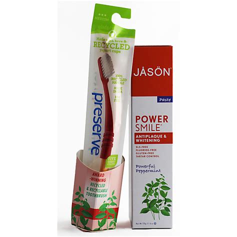 Jason Powersmile Antiplaque & Whitening Toothpaste and Preserve Toothbrush