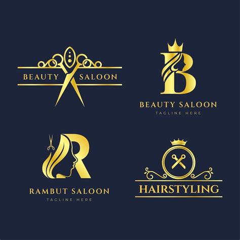 Free Vector | Luxury hair salon logo collection